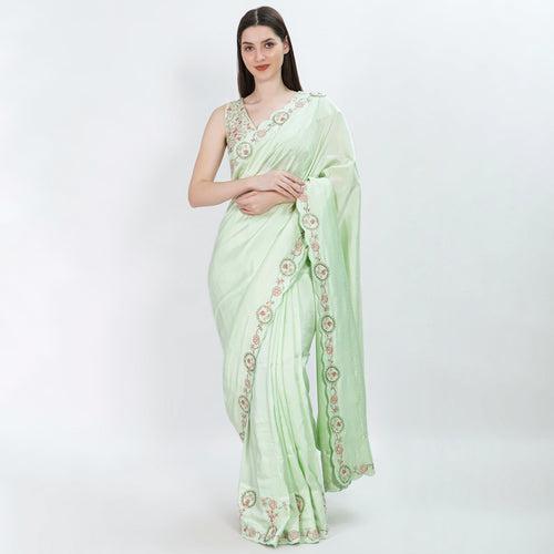 The green star gladiolus saree