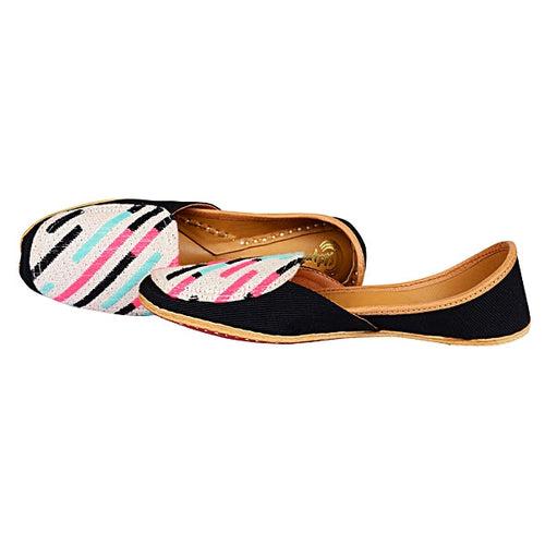 Black & White Striped Ladies Loafer - Trendy Casual Shoes