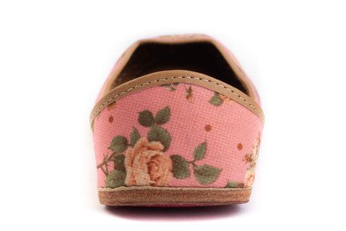 Pink Hand-Embroidered Leather Ladies Jutti - Sweet Whisper