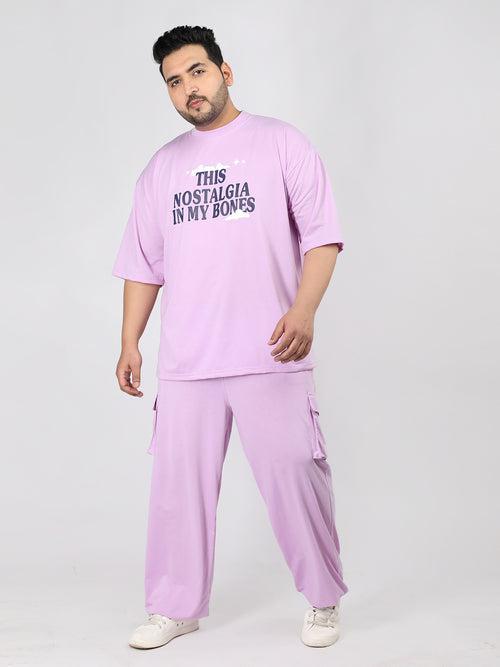 Men Lavender Plus Size Printed Co-ord Set