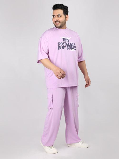 Men Lavender Plus Size Printed Co-ord Set