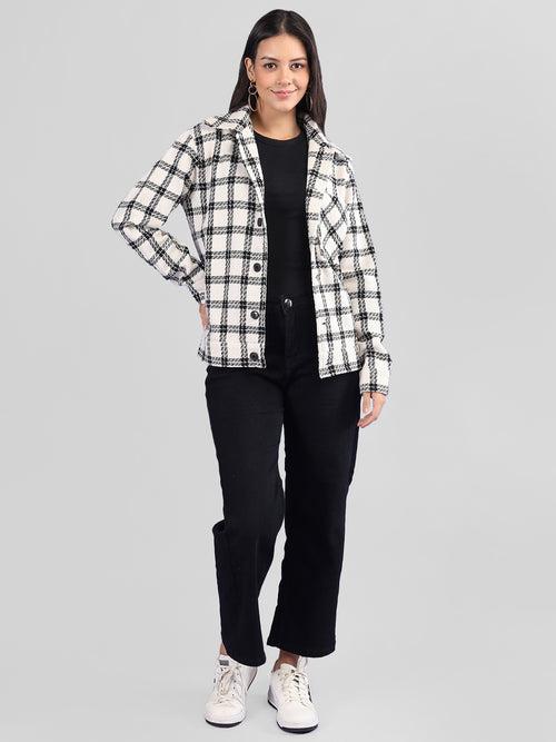 Women Winter Wear Check Shacket | CHKOKKO