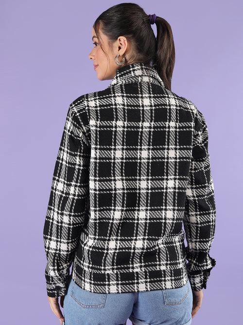 Women Winter Wear Check Shacket | CHKOKKO