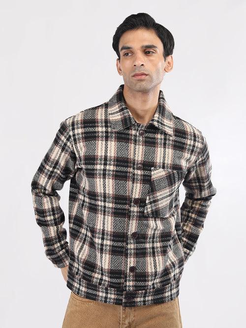 Men Winter Wear Check Shacket