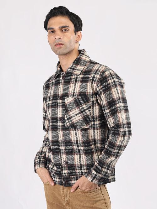 Men Winter Wear Check Shacket