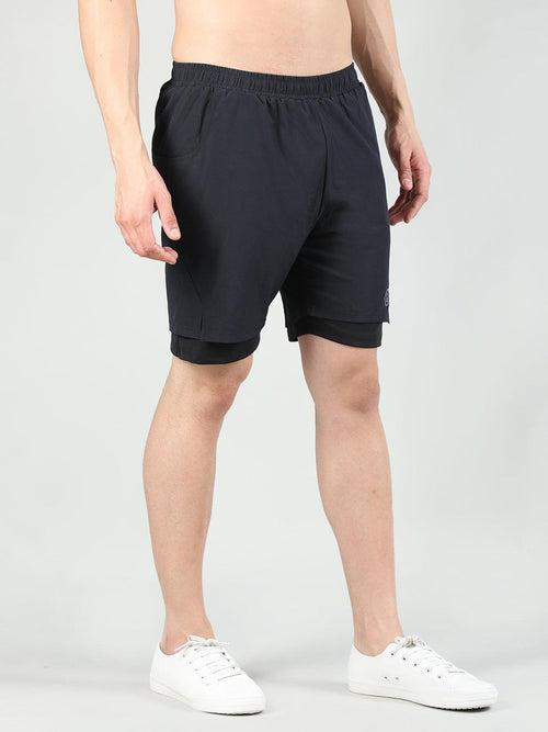 Men Running Sports Double Layered Shorts With Pocket | CHKOKKO