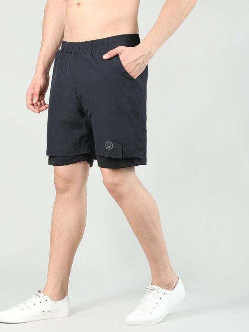 Men Running Sports Double Layered Shorts With Pocket | CHKOKKO