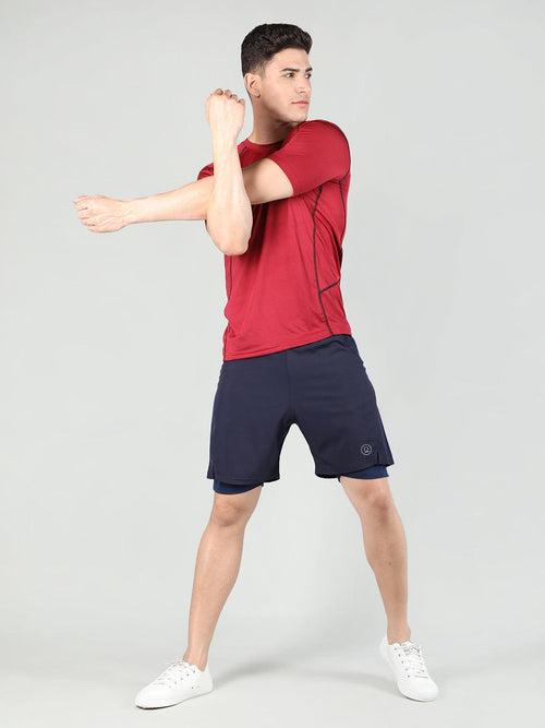 Men Running Sports Double Layered Shorts With Pocket | CHKOKKO