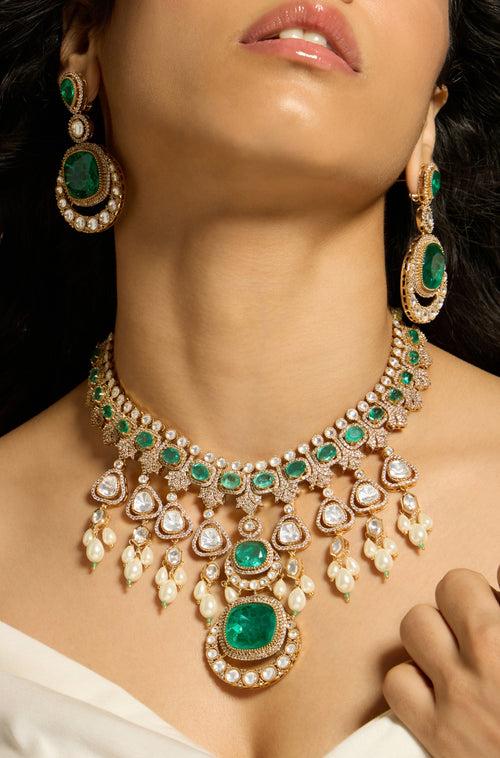 Verdant Polki Bridal Necklace Set-JBRITINKS3