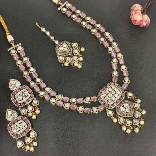 Stunning Double-Layered Haram Set with Kundan Stones-SIA436991