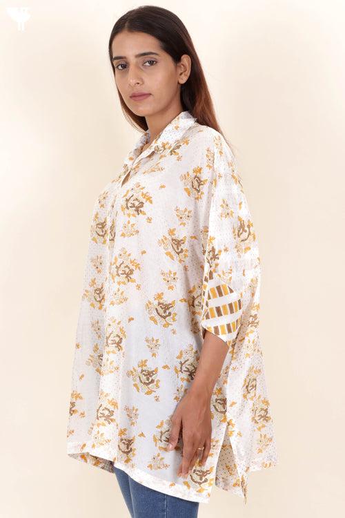 Mulmul Cotton Boxy Shirt In Block Print