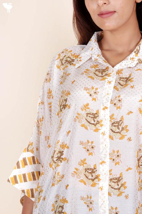 Mulmul Cotton Boxy Shirt In Block Print