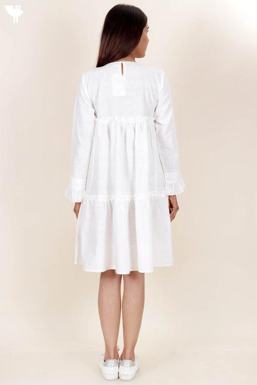 Khaadi Cotton Tiered Dress in White