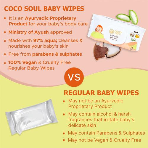 CocoSoul Moisturising Baby Wipes 72N (Pack of 4)