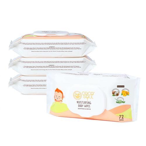 CocoSoul Moisturising Baby Wipes 72N (Pack of 4)