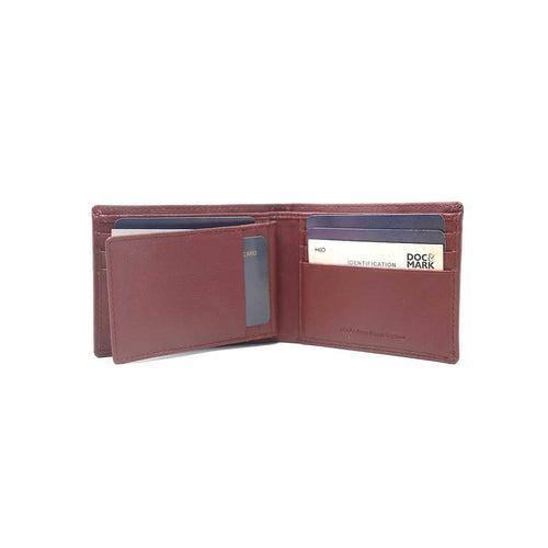 Genuine Leather Bifold Wallet  with detachable Card Case/Money Clip - MNDN44 BK/CHRY/TN