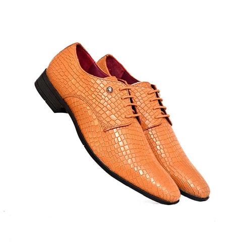 Croco-Print  Casual Leather Shoes -764BN/TN/BK