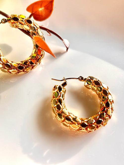 Golden Honeycomb Earrings