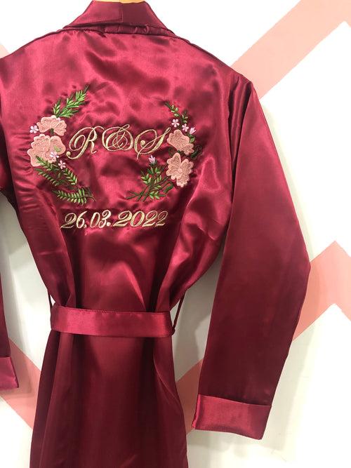 Maroon Personalise Robe Set  | Prepaid Orders Only