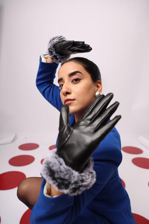 Leather Fur Gloves