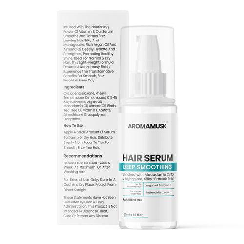 Hair Serum for Frizz-free, Smooth Hair, with Macadamia & Argan Oil & Vitamin E (50 ml)