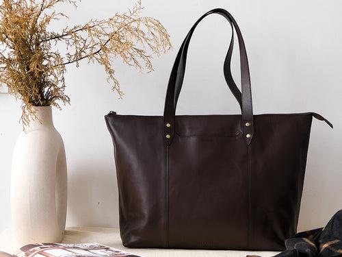 CECE - Leather Work Tote / Dark Tan