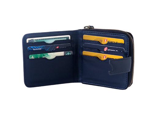 Sienna Bifold Zipper Wallet (Deep Sea Blue)