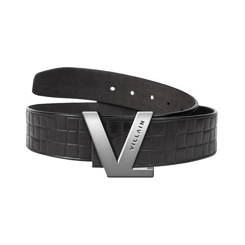 VILLAIN Black Leather Belt