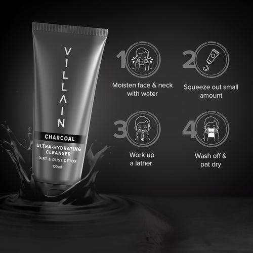Villain Ultra-Hydrating Facewash (Charcoal)