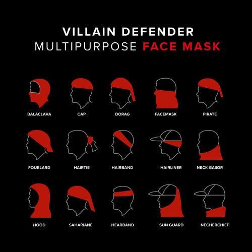 VILLAIN DEFENDER MULTI-PURPOSE FACE MASK - PACK OF 2