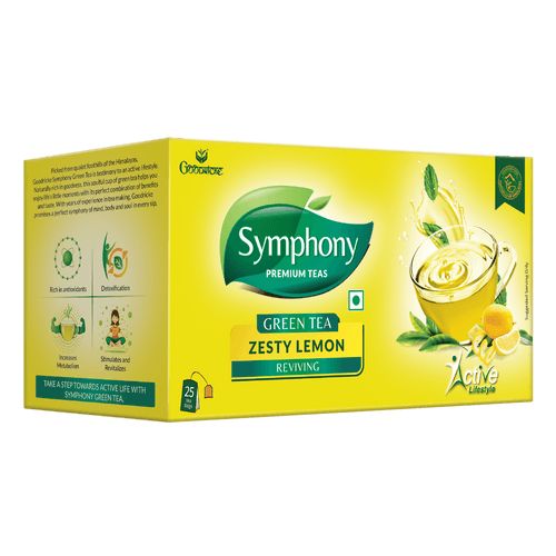 Symphony Zesty Lemon Green Tea, 25 Tea Bags (Pack of 6)
