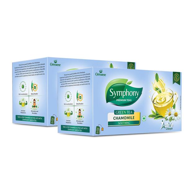 Symphony Chamomile Green Tea, 25 Tea Bags (Pack of 6)