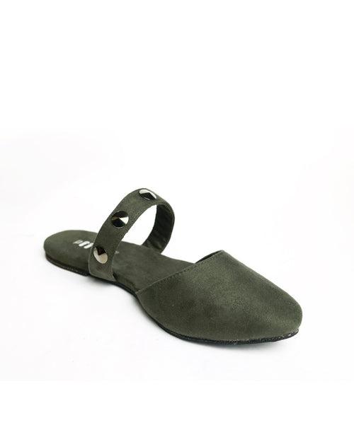 Moss Green Versatile Casual Mules for Women