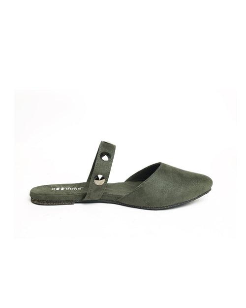 Moss Green Versatile Casual Mules for Women