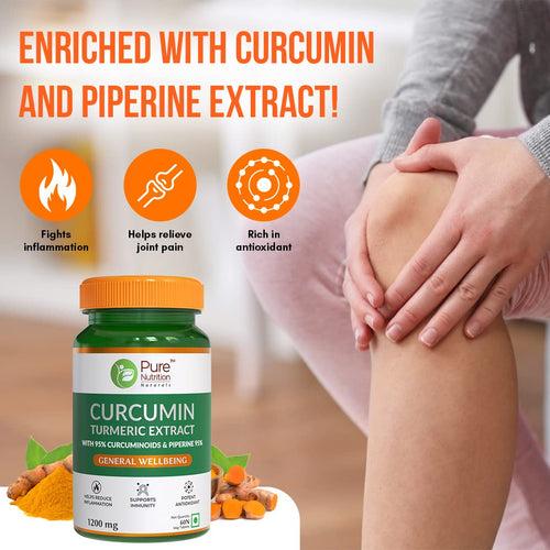 Curcumin Turmeric Extract with 95% Curcuminoids & 95% Piperine - 60 Veg Tablets