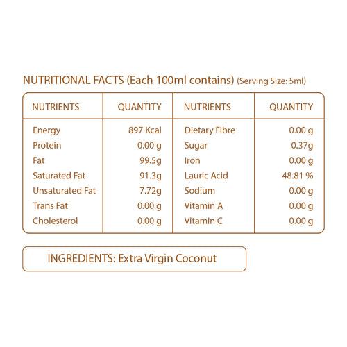 Organic Virgin Coconut Oil | Raw Cold Pressed | 100% Edible | Supports Immunity, Healthy Hair & Skin | 500ml