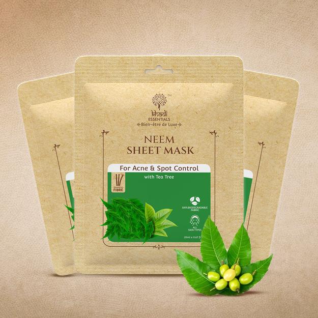 Anti-Acne & Spot Removal Tea Tree & Neem Ayurvedic Serum Sheet Mask (Pack of 3)