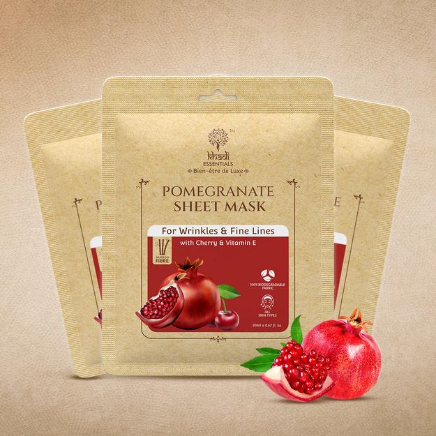 Pomegranate & Cherry Ayurvedic Serum Sheet Mask For Anti-Wrinkles & Fine Lines (Pack Of 3)