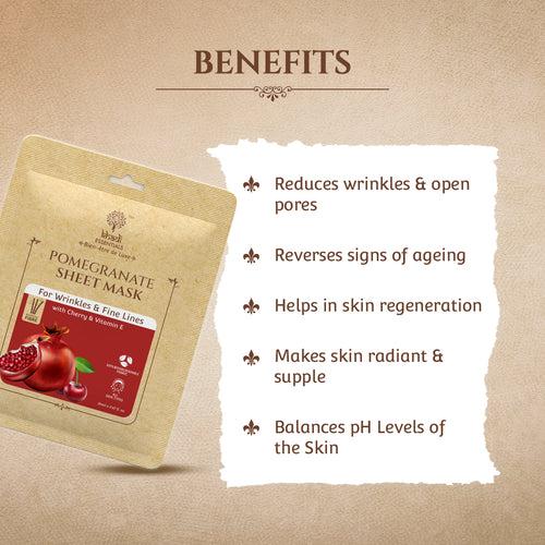 Pomegranate & Cherry Ayurvedic Serum Sheet Mask For Anti-Wrinkles & Fine Lines (Pack Of 3)