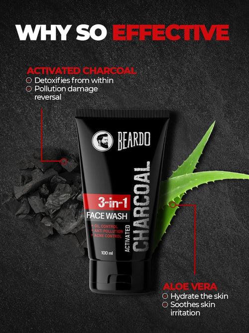 Beardo Activated Charcoal 3in1 Face Wash For Men 100 ml