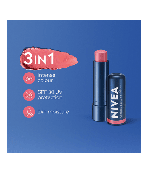 NIVEA Lip Caring Beauty ROSE Lip Balm | Lip & Cheek Tint with SPF 30