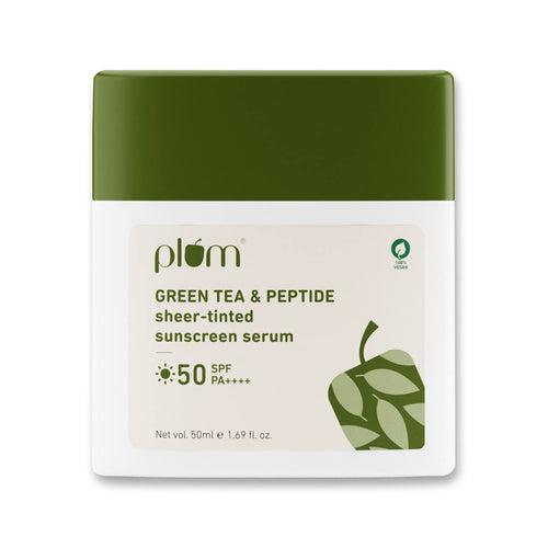 PLUM  Green Tea & Peptide Sheer-tinted Sunscreen Serum with SPF 50 & PA++++ -50ml