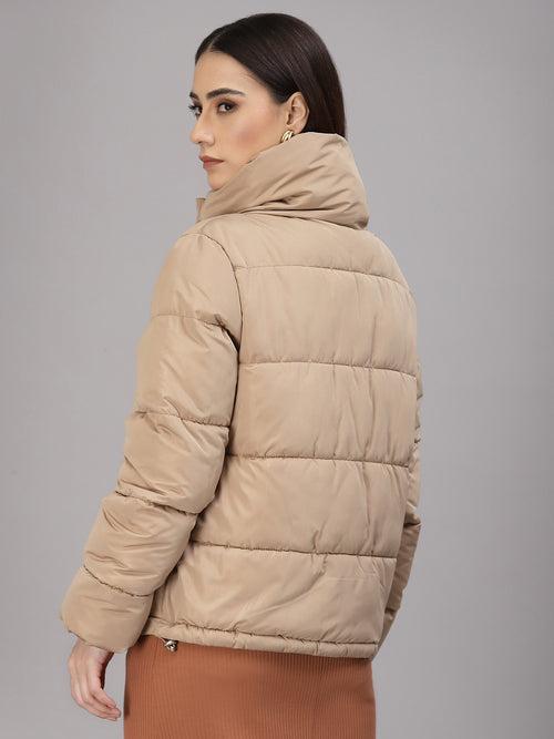 Beige Regular Fit Winter Jacket for Gipsy Women – Stylish & Cozy Winter Collection