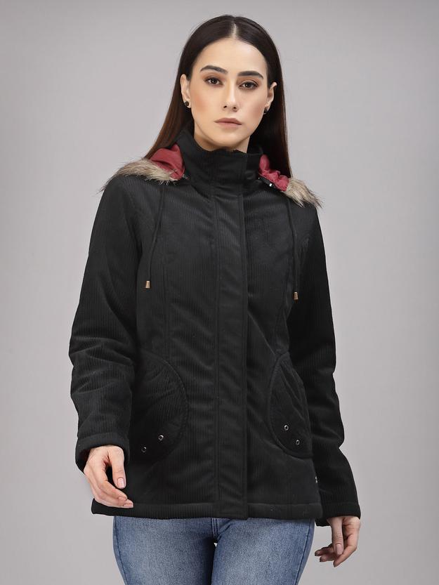 Black Regular Fit Winter Jacket for Gipsy Women – Stylish & Cozy Winter Collection