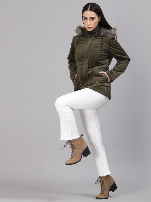 Olive Regular Fit Winter Jacket for Gipsy Women – Stylish & Cozy Winter Collection