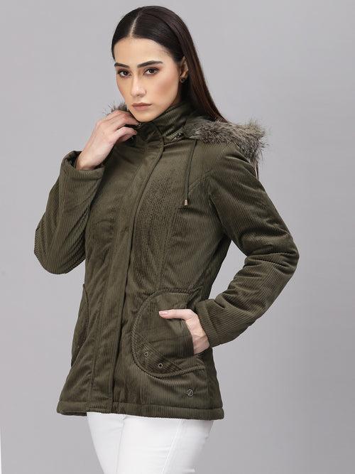 Olive Regular Fit Winter Jacket for Gipsy Women – Stylish & Cozy Winter Collection