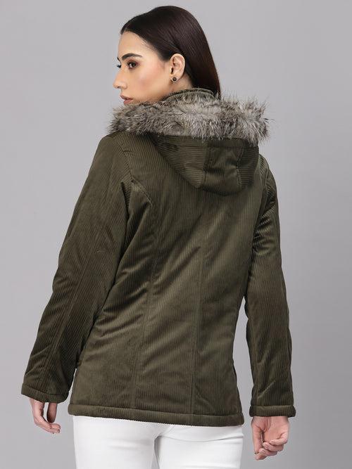 Olive Regular Fit Winter Jacket for Gipsy Women – Stylish & Cozy Winter Collection