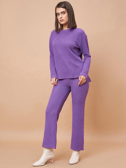 Purple 2-Piece Co-Ord Regular Fit Winter Set For Gipsy Women   Stylish & Cozy Winter Collection