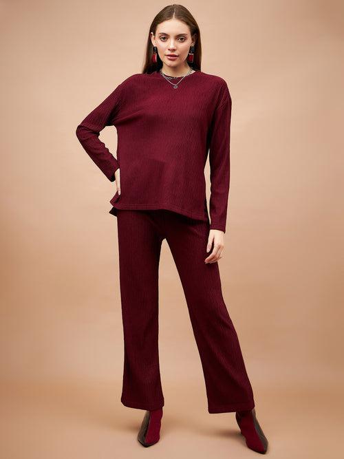 Maroon 2-Piece Co-Ord Regular Fit Winter Set For Gipsy Women   Stylish & Cozy Winter Collection