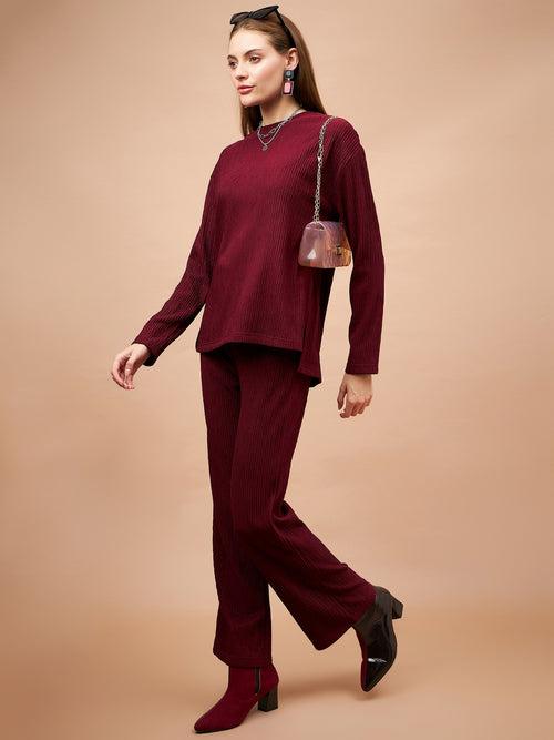 Maroon 2-Piece Co-Ord Regular Fit Winter Set For Gipsy Women   Stylish & Cozy Winter Collection